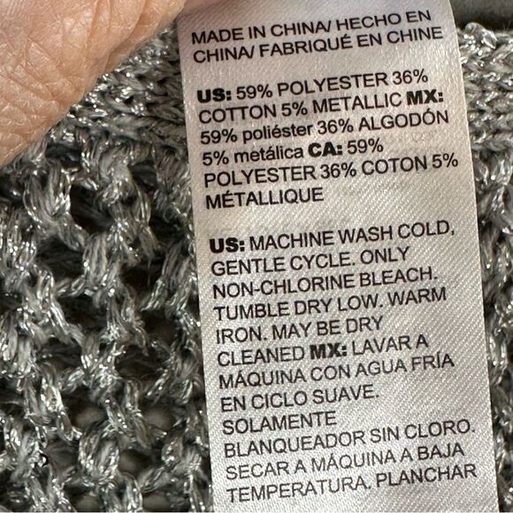Chico's Gray Crew Neck Sweater with Ribbed Knit - Picture 2 of 7